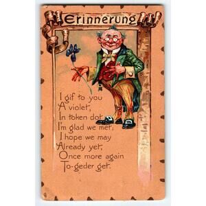 Valentines Day Postcard Tuck Series 4 Irish Man Shamrock 1910 Texture Vintage